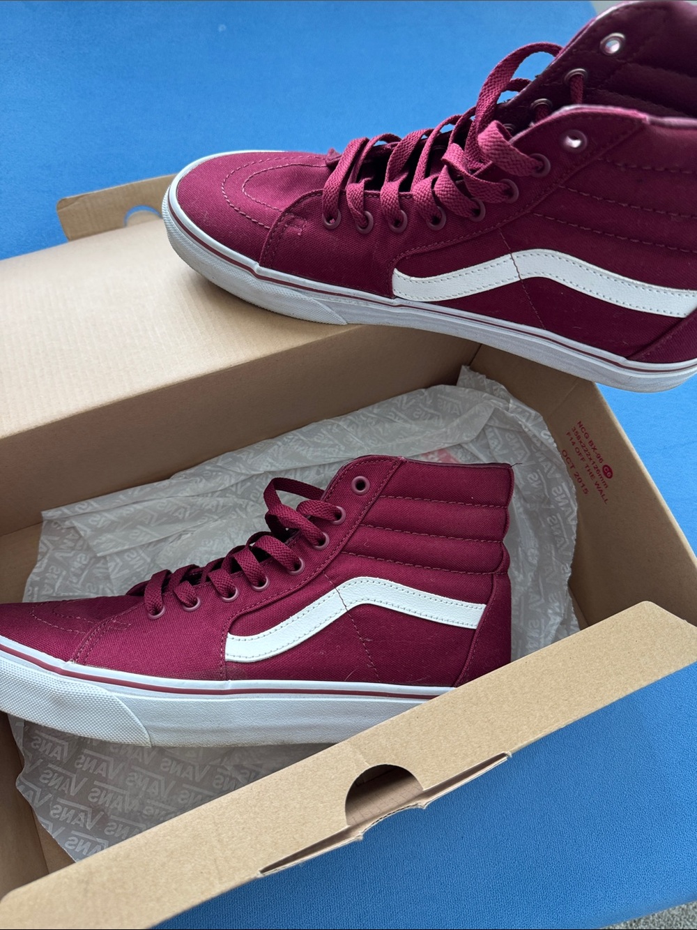 Vans Sk8-Hi High Top Sneakers - Maroon with White Stripe